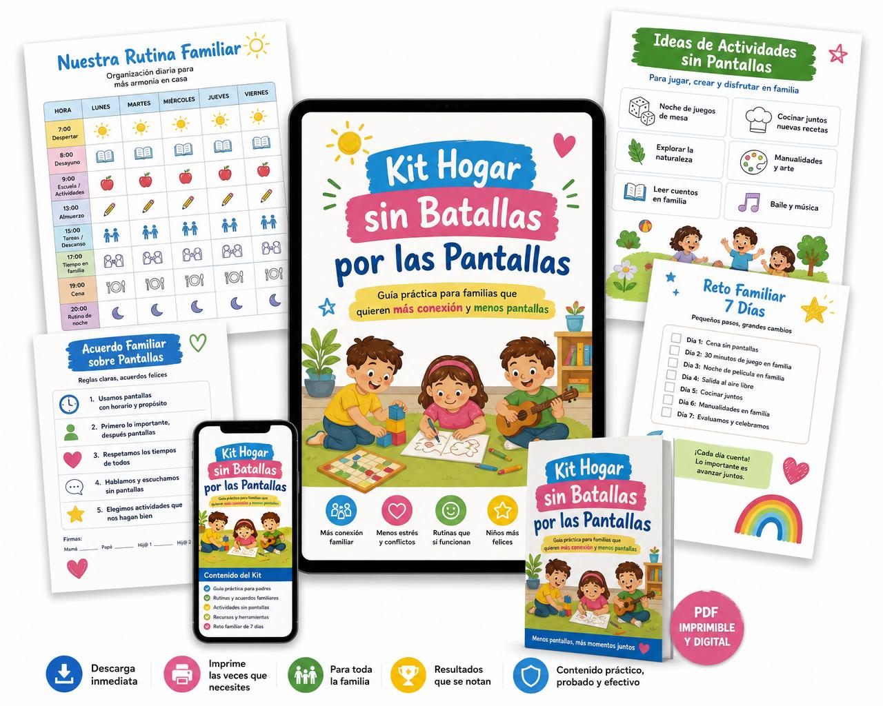 Kit Hogar sin Batallas por las Pantallas — plantillas, guías y ebook